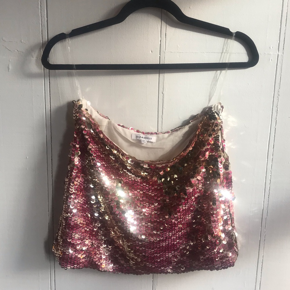 Pink Sequined Mini Skirt